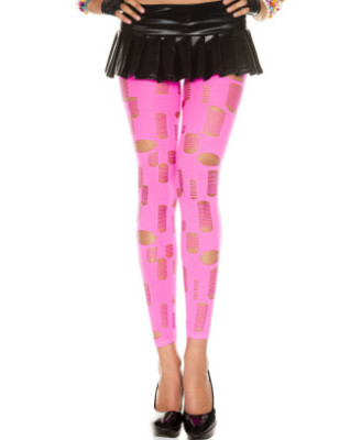 Legging rose fluo ajouré petits et grands trous 